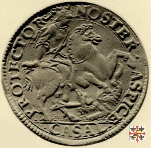 Ducatone con S.Giorgio a cav. (ritr. anziano a s.) 1603 (Casale)