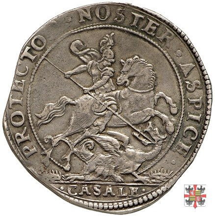 Ducatone con San Giorgio a cavallo e busto a d. 1617 (Casale)