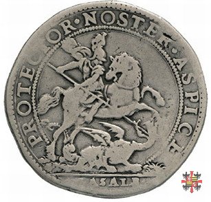 Ducatone con San Giorgio a cavallo e busto a d. 1622 (Casale)