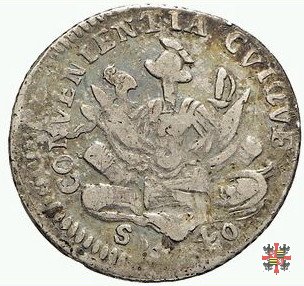 Lira da 40 sesini col trofeo d'armi 1701 (Mantova)