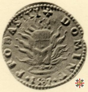 Mezza lira dell'incoronazione, con il crogiuolo 1587 (Mantova)