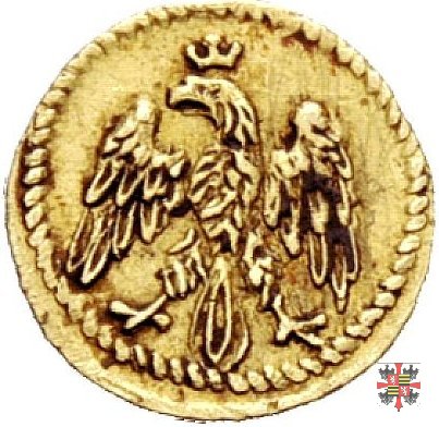 Ottavo di scudo d'oro con l'aquila e motto SIC 1596 (Mantova)