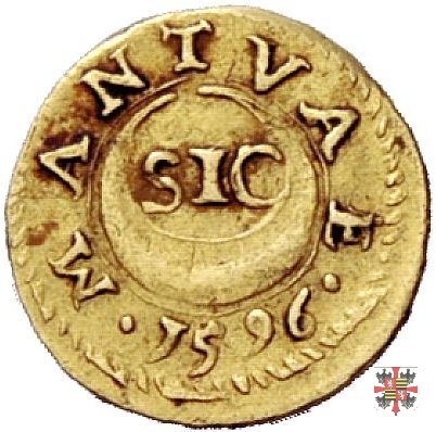 Ottavo di scudo d'oro con l'aquila e motto SIC 1596 (Mantova)