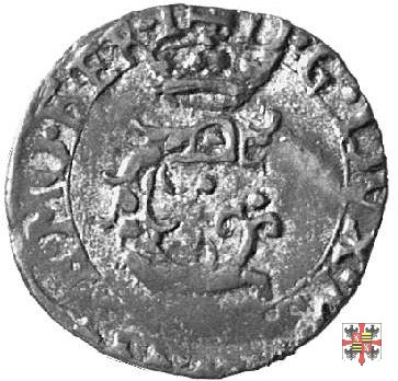 Quarto (liard) con il delfino coronato a d. 1579 (Casale)