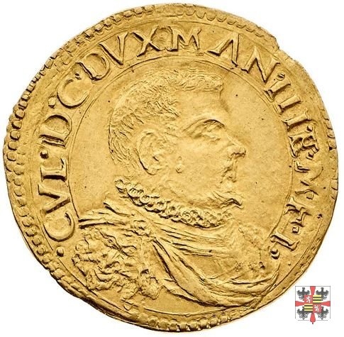 Scudo d'oro con croce filettata e busto a d. 1581 (Casale)