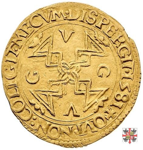 Scudo d'oro con croce filettata e busto a d. 1581 (Casale)