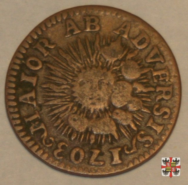 Soldo con il sole raggiante 1703 (Mantova)