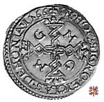 Scudo d'oro con croce filettata e stemma partito 1566 (Casale)